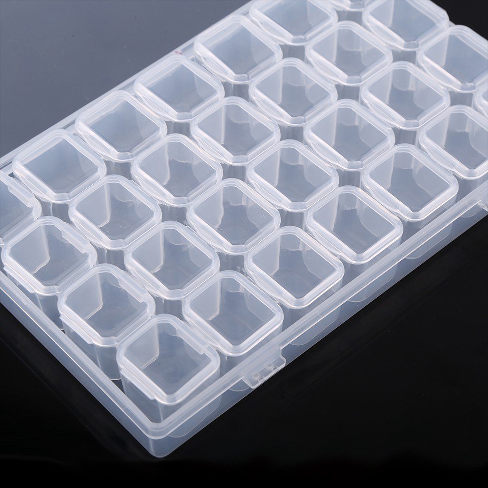 28-Slot Clear Plastic Adjustable Medicine & Jewelry Organizer Box - Perfect for Pill Storage, Tablet Organization & Jewelry Display - Ideal for Home, Travel & Pharmacy Use