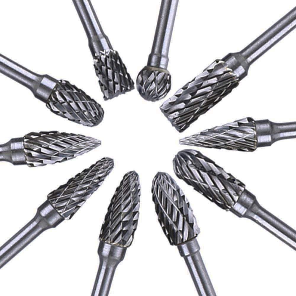 10pcs Tungsten Carbide Rotary Burr Set for Dremel Tools - High-Speed Steel Twist Drill Bits for Wood Carving, Engraving & Metal Drilling - Perfect for DIY Crafts, Jewelry Making & Home Improvement Projects
