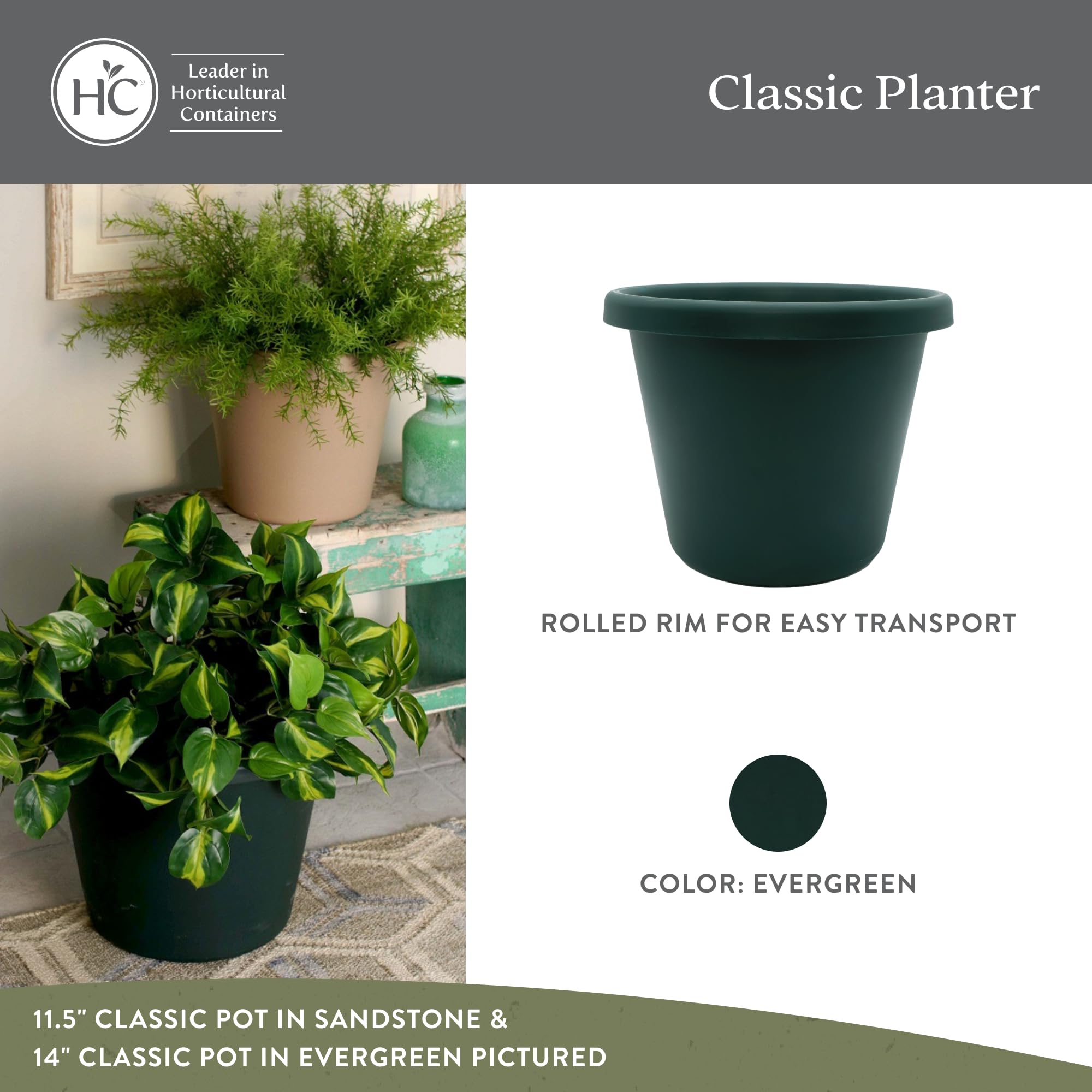 11.5 Inch Round Classic Plastic Planter Pot for Indoor Outdoor Plants, Flowers, Herbs - Durable Lightweight Garden Container for Home, Patio, Balcony Decor