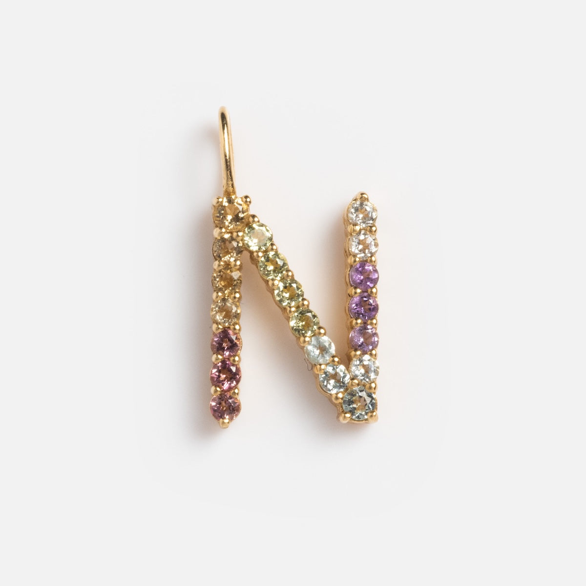 Solid Gold Pastel Gemstone Letter Charm - Elegant Initial Pendant for Necklaces & Bracelets - Perfect for Gifts, Birthdays & Personalized Jewelry