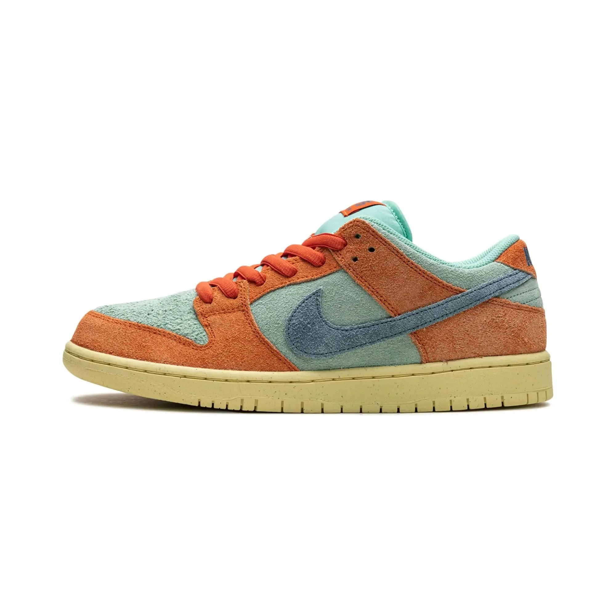 Nike SB Dunk Low Sneakers - Orange & Emerald Colorway | Men's Skateboarding Shoes for Streetwear & Casual Wear