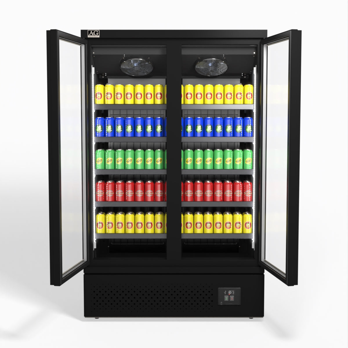 AG Supermarket Commercial Two Glass Door Upright Display Refrigerator 1000L - Perfect for Grocery Stores, Restaurants & Convenience Stores