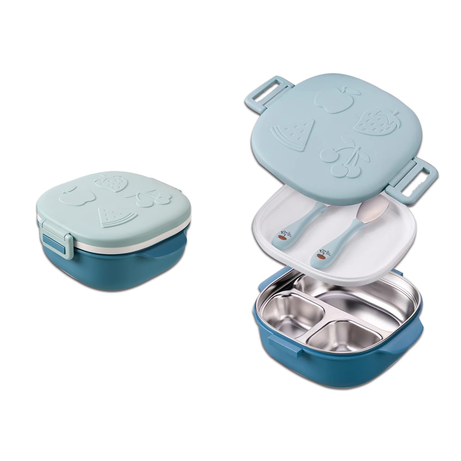 Stainless Steel Bento Lunch Box for Kids Ages 3-7 | Cute Fruit Print | BPA-Free, Dishwasher Safe | Perfect for Daycare, School & Picnics