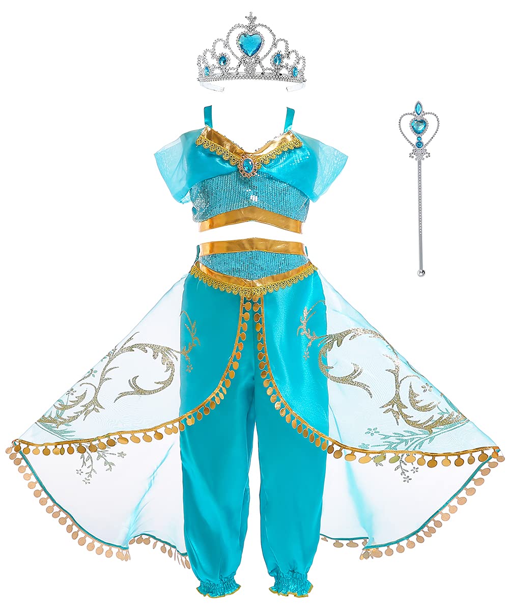 Princess Jasmine Costume for Girls - Elegant Dress Up Outfit for Birthday Party & Halloween | Perfect for Disney Themed Events & Cosplay
