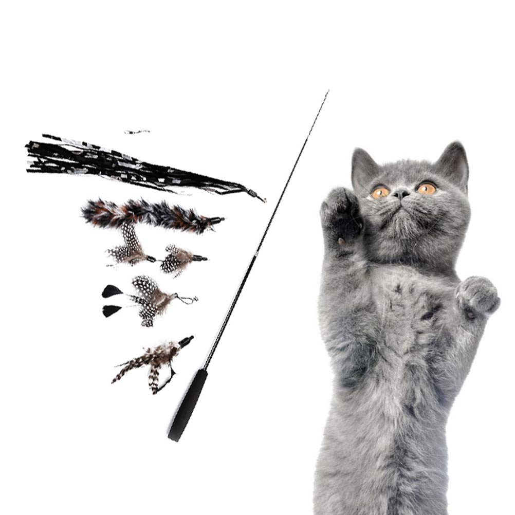 6Pcs Interactive Cat Wand Toys for Kittens - Colorful Teaser & Chaser Toy with Replaceable Heads - Perfect for Playtime, Training & Bonding with Your Pet