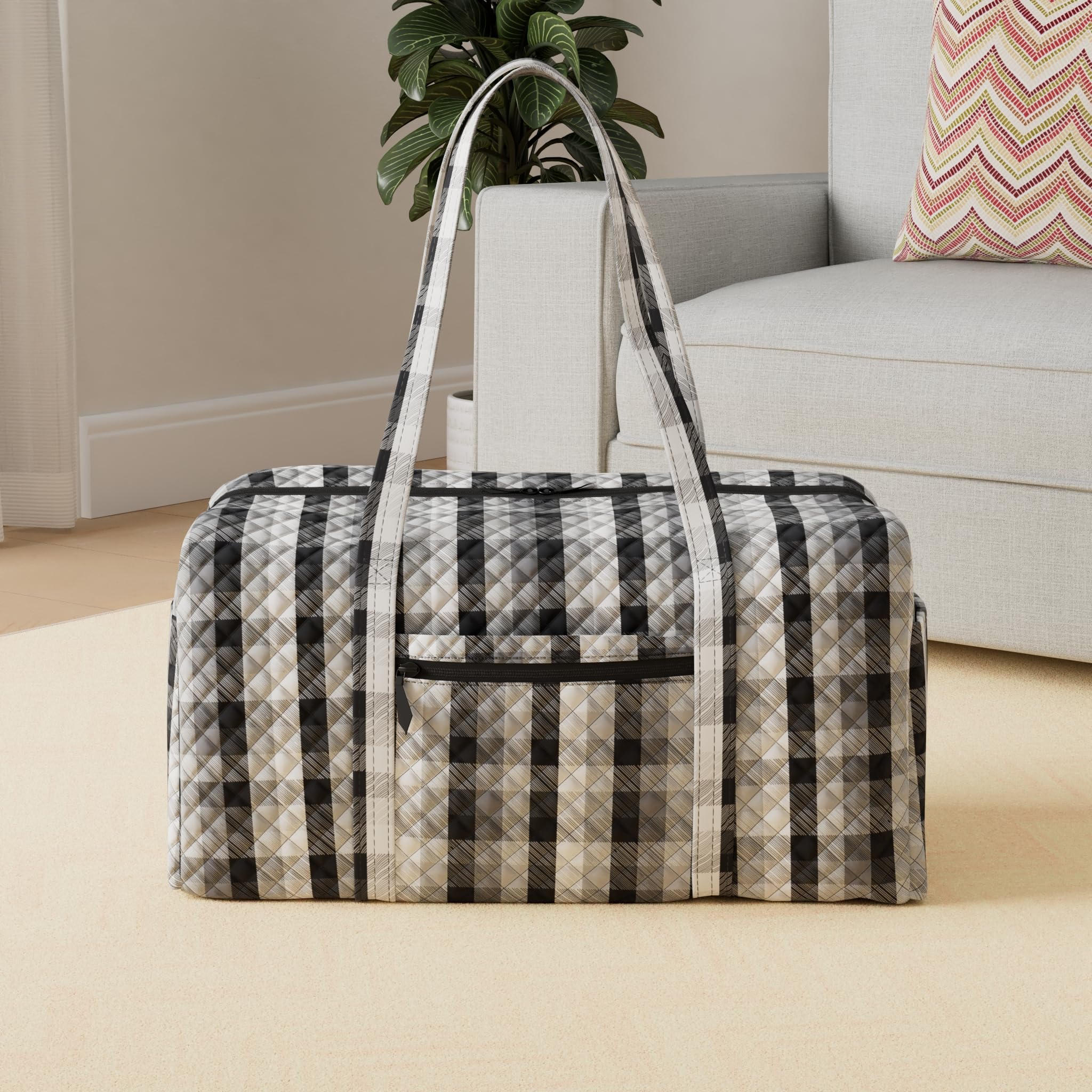 Vera Bradley Women's Large Cotton Travel Duffle Bag - Lightweight Carryall for Weekend Getaways, Gym, Sports & Overnight Trips