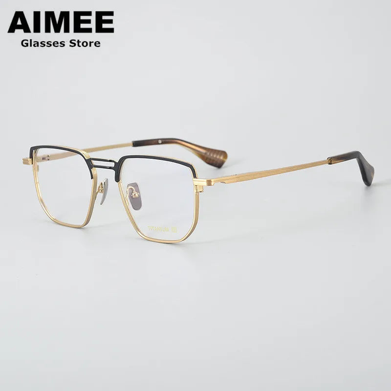 Aimee Unisex Full Rim Big Square Double Bridge Titanium Eyeglasses 942153 - Lightweight Durable Frame for Reading & Computer Use - Fashionable Eyewear for Men & Women