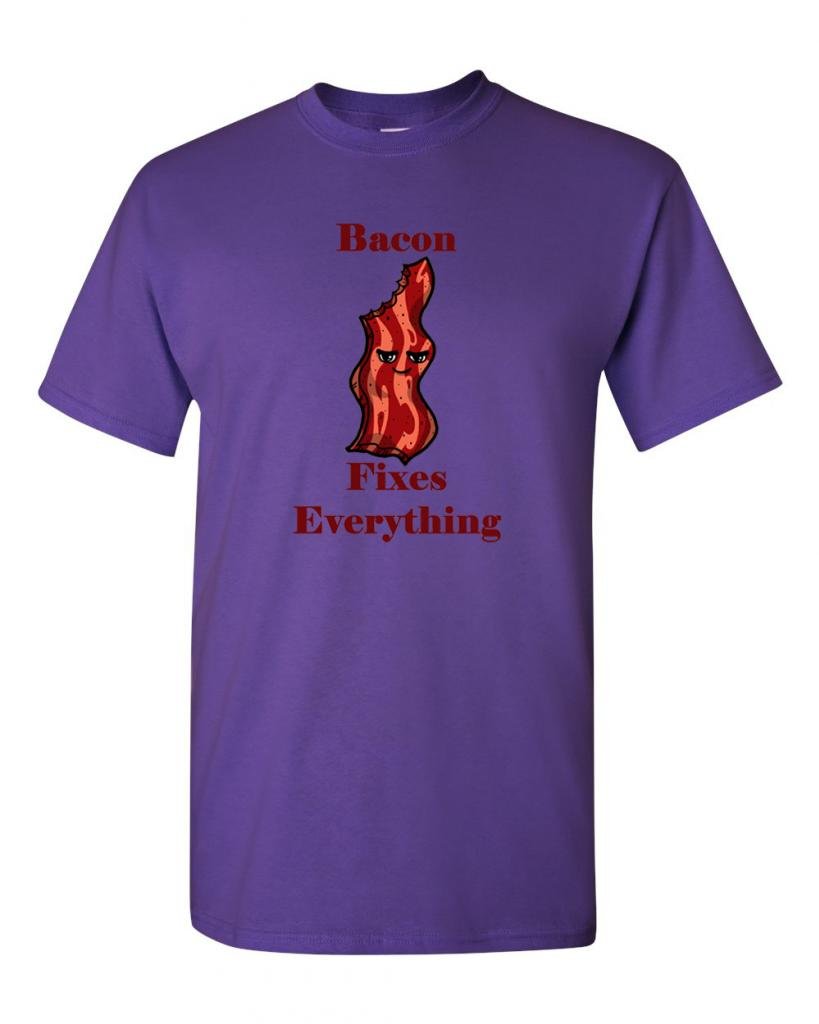 Bacon Fixes Everything Funny Adult T-Shirt - Comfortable Cotton Tee for Casual Wear, Gifts & Bacon Lovers