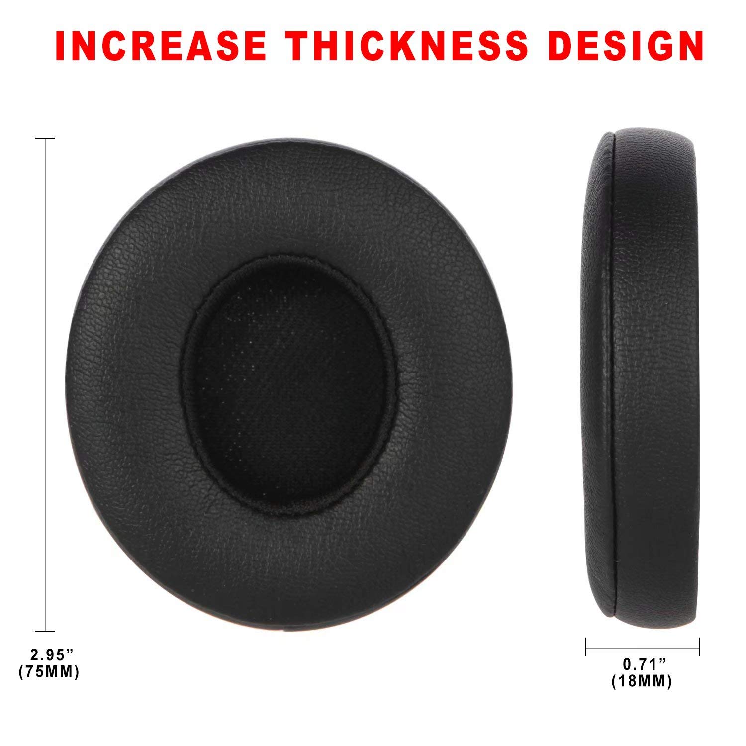 Premium Replacement Ear Pads for Beats Solo 2 & 3 Wireless Headphones - Noise Isolating Memory Foam Cushions with ECO Protein Leather & Strong Adhesive Tape (Black) - Perfect for Music, Gaming & Travel Comfort