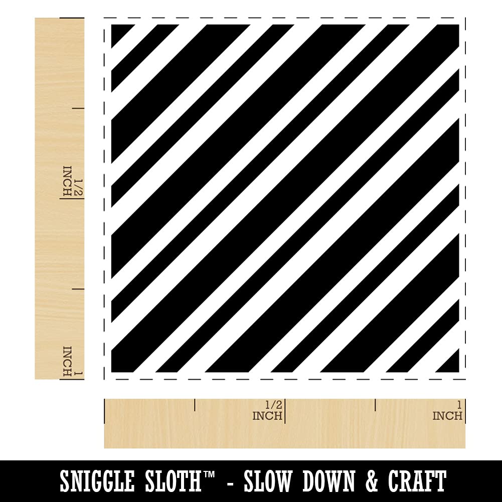1 Inch Small Candy Cane Diagonal Stripes Christmas Self-Inking Rubber Stamp with Black Ink - Perfect for Holiday Cards, Gift Wrapping & DIY Crafts