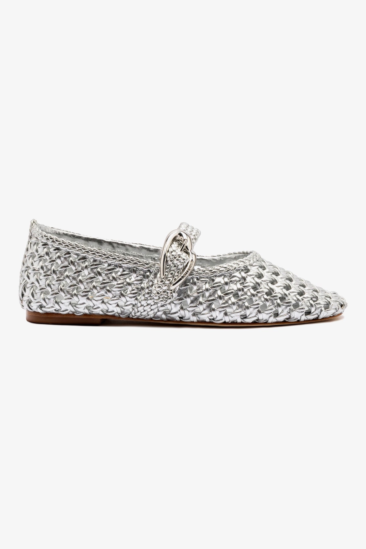 Verona Macrame Ballet Flat Shoes for Women - Silver Metallic Leather - Comfortable & Stylish for Casual Wear, Office & Date Night