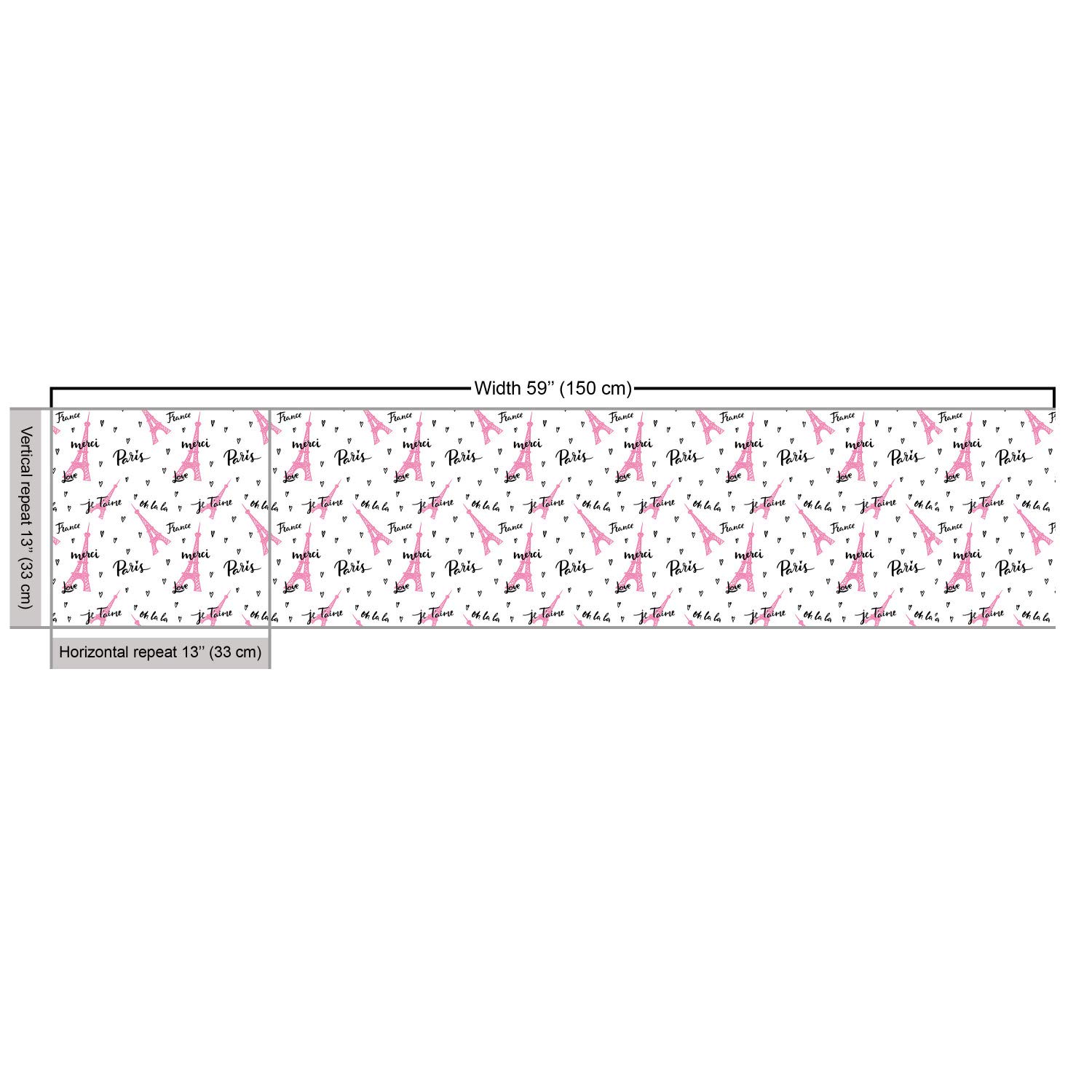 Ambesonne Paris Fabric by The Yard - European Style Eiffel Tower with French 'Je Taime' Romantic Heart Print - 10 Yards Pale Pink & White Upholstery Fabric for Sofa, Curtains, Pillows & Home Decor | Perfect for Living Room, Bedroom & Wedding Decorations