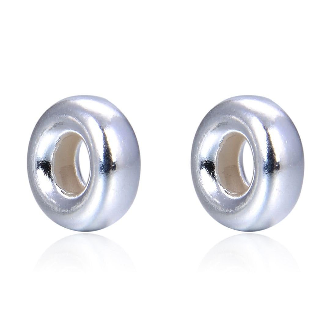 5pcs Adabele 925 Sterling Silver Hypoallergenic Heishi Rondelle Loose Beads - 8mm Spacer Beads with 3mm Large Hole for DIY Jewelry Making, Crafting, Necklaces & Bracelets - Perfect for Beaders and Jewelry Designers