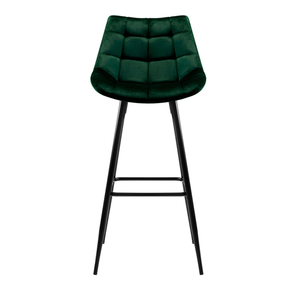 Luxury Green Velvet Bar Stools Set of 2 - Modern Counter Height Swivel Stools for Kitchen Island, Dining Room & Home Bar Decor
