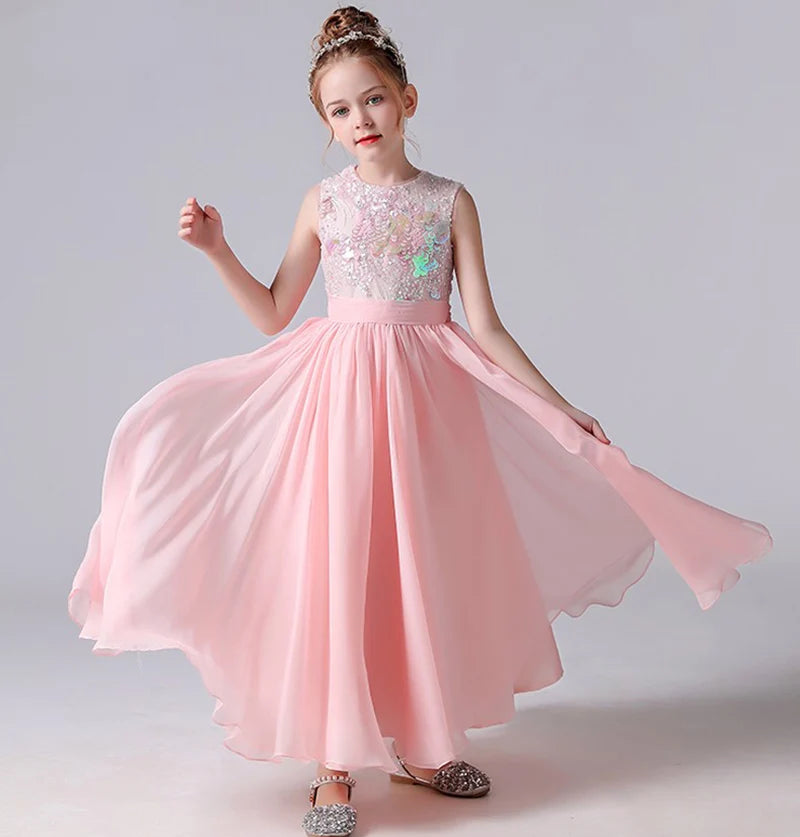Sparkly Pink Flower Girl Dress for Kids - Elegant Junior Bridesmaid Gown for Weddings, Birthday Parties & Special Occasions | Perfect for Pageants, Photo Shoots & Celebrations