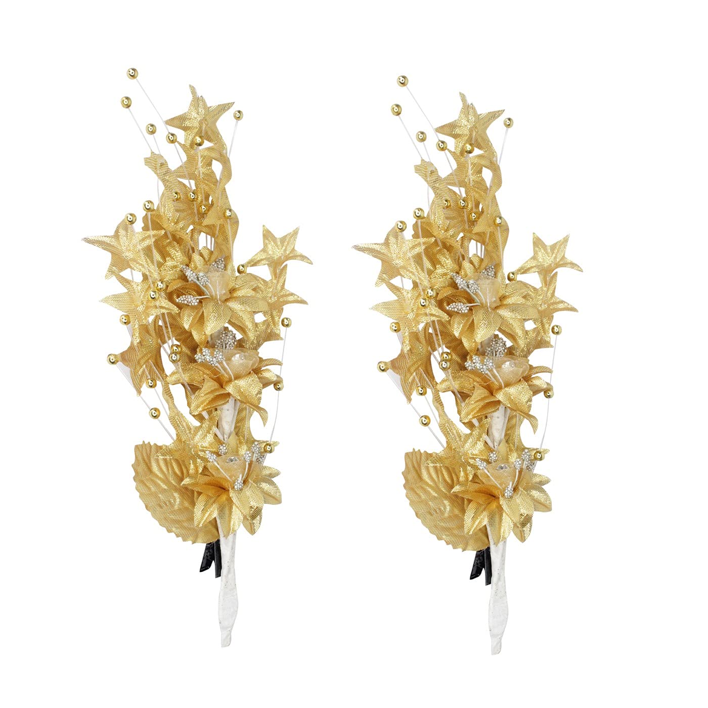 Majik Women's Artificial Flower Hair Pins Set of 2 - Elegant Floral Hair Clips for Weddings, Parties & Special Occasions - Perfect Bridal Hair Accessories for Prom, Dances & Formal Events