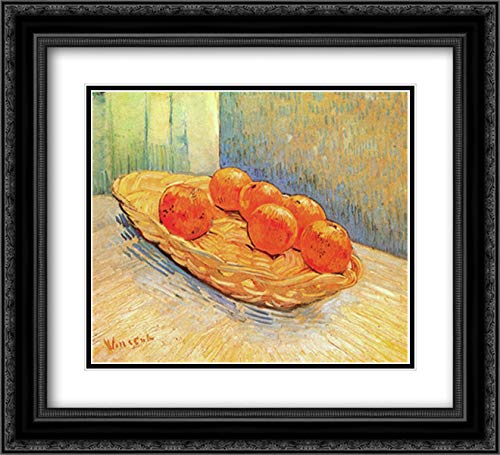 Vincent van Gogh Still Life with Basket and Six Oranges - 22x20 Black Ornate Framed Museum Art Print with Double Matting | Perfect for Living Room, Bedroom, or Office Wall Decor