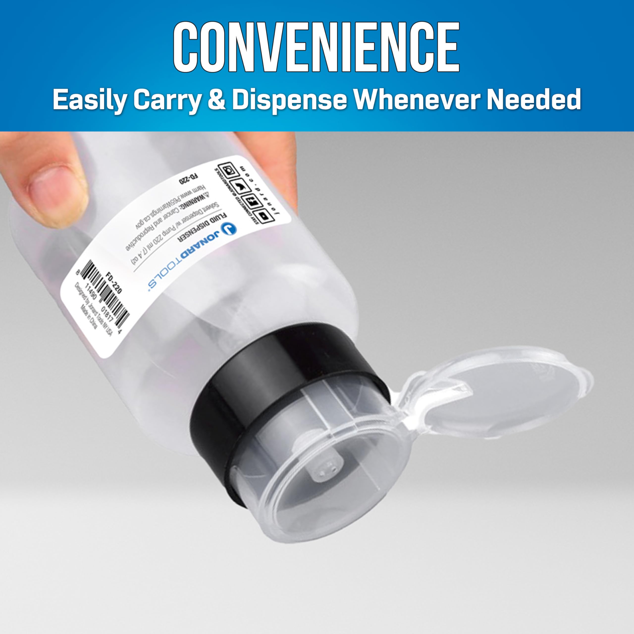 Jonard Tools FD-220 220ml Fluid Dispenser for Isopropyl Alcohol & Cleaning Fluids | Ideal for Electronics, Labs & Workspaces