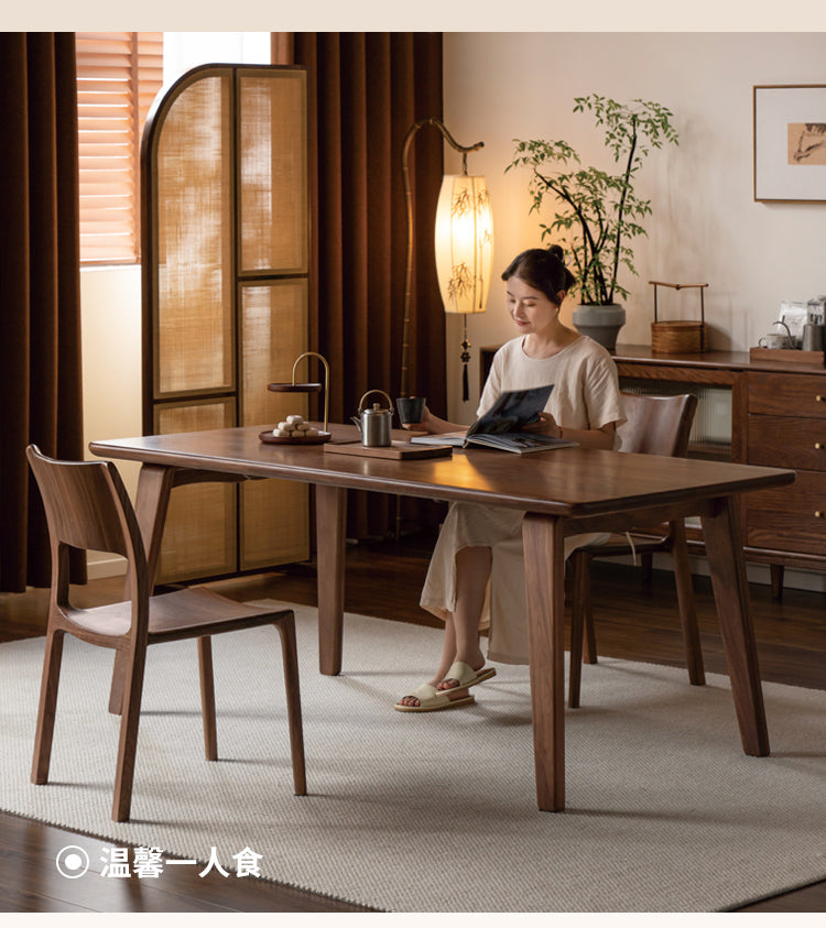 Premium Black Walnut and Ash Wood Large Dining Table - 8 Seater Long Farmhouse Table for Dining Room, Kitchen, and Entertaining