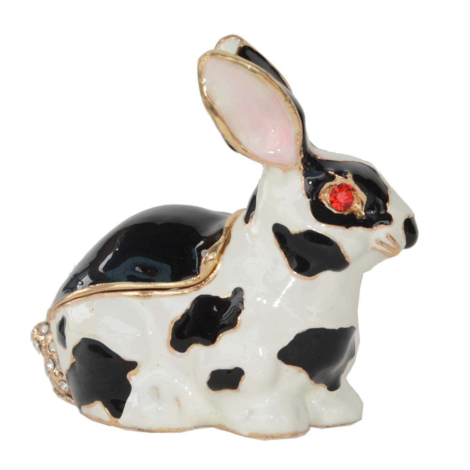 Hand-Painted Rabbit Trinket Box - Hinged Lid Jewelry Storage for Rings & Earrings - Farm Animal Decorative Collectible - Perfect for Bedroom Dresser, Gift Giving & Home Decor