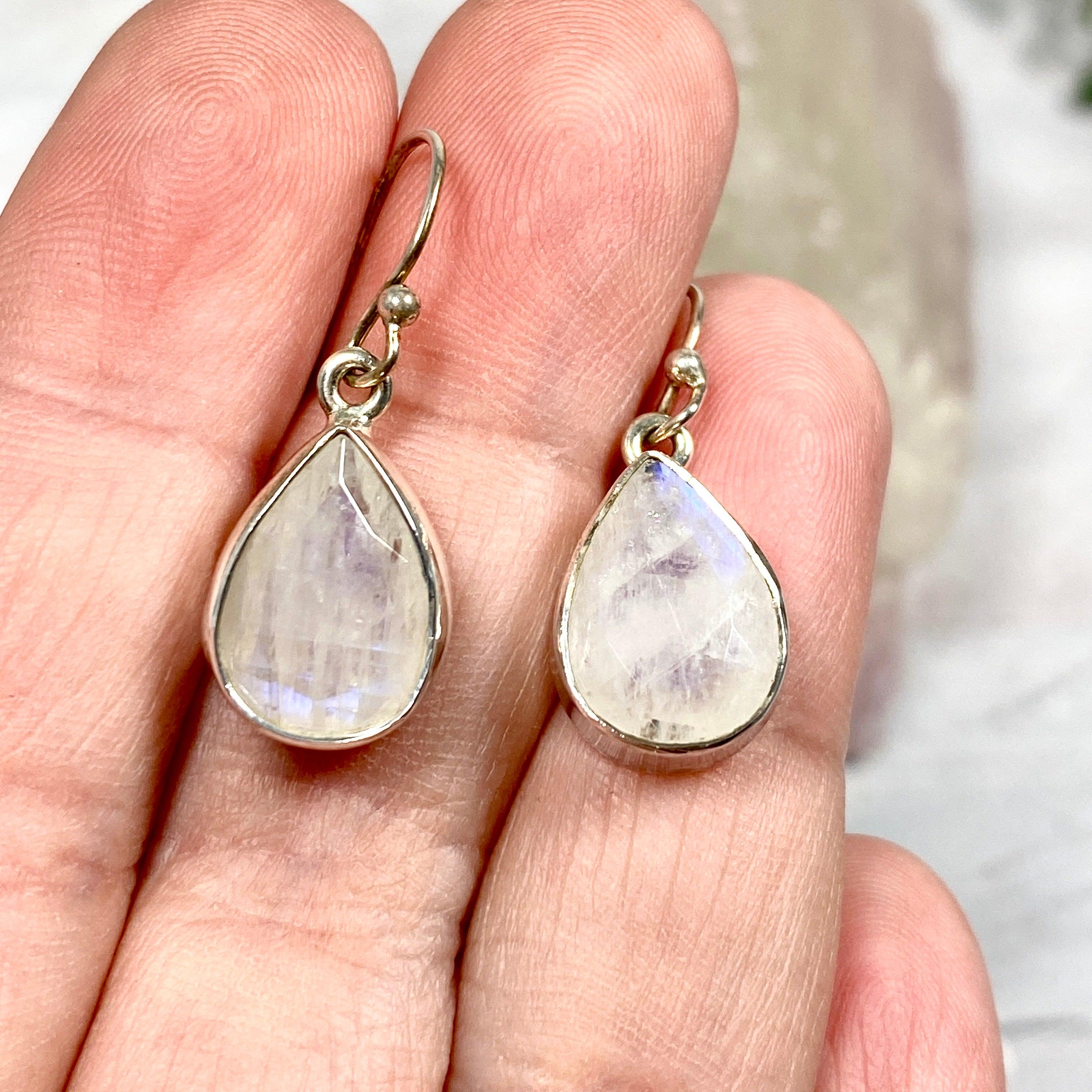 Rainbow Moonstone Faceted Teardrop Earrings for Women - Elegant Dangle Drop Earrings for Wedding, Party & Everyday Wear - KEGJ796