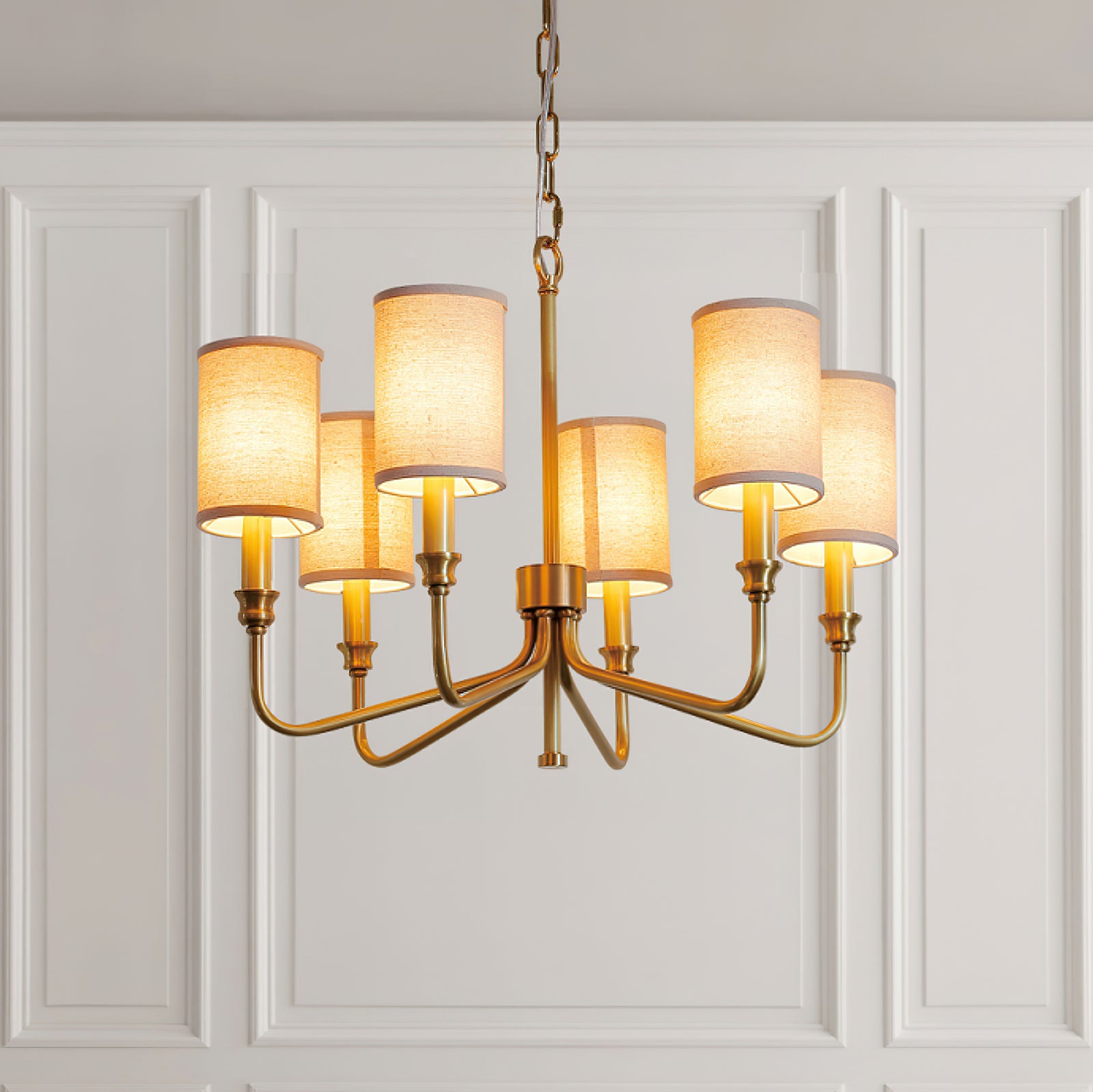 Modern Cylinder Fabric Chandelier - Elegant Ceiling Light Fixture for Living Room, Bedroom & Dining Room - Perfect for Home Decor & Interior Design