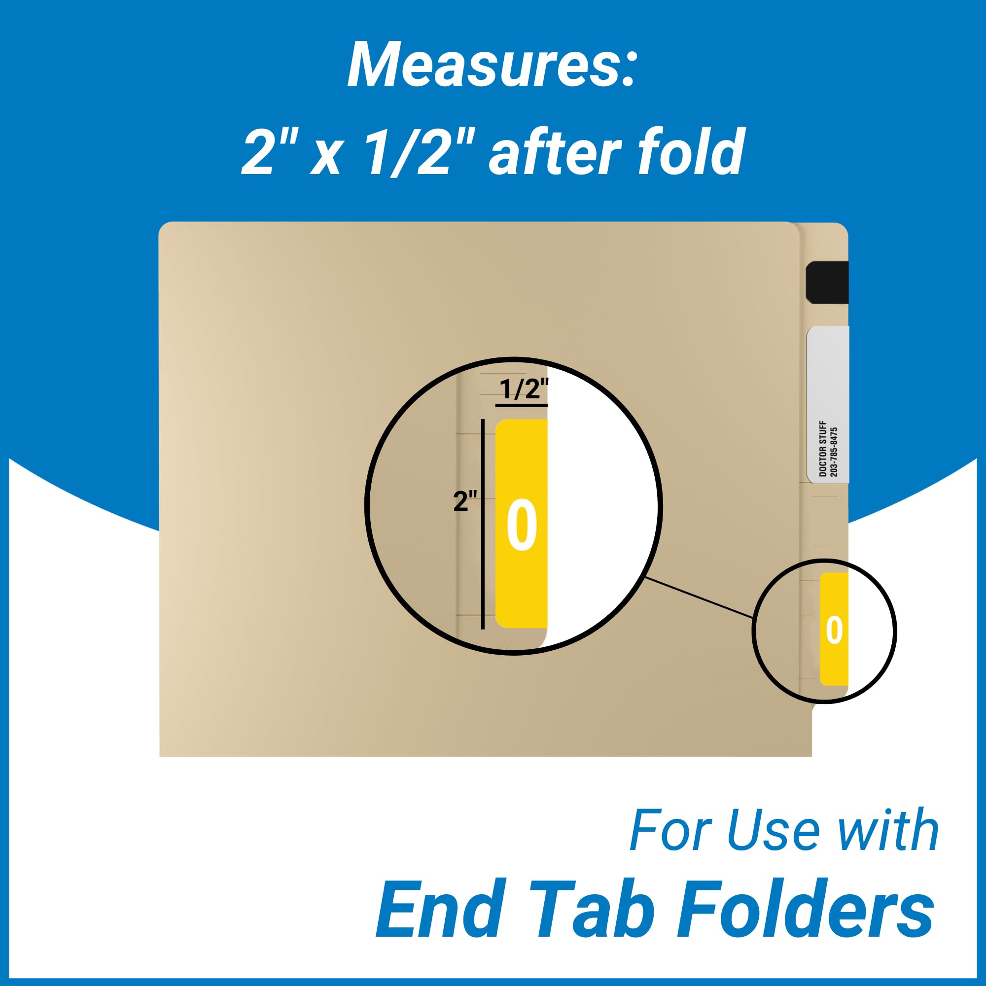 Doctor Stuff - File Folder Labels, Number 1, Compatible with SMEAD LCC - SLCC Series Chart Stickers, Blue, 2