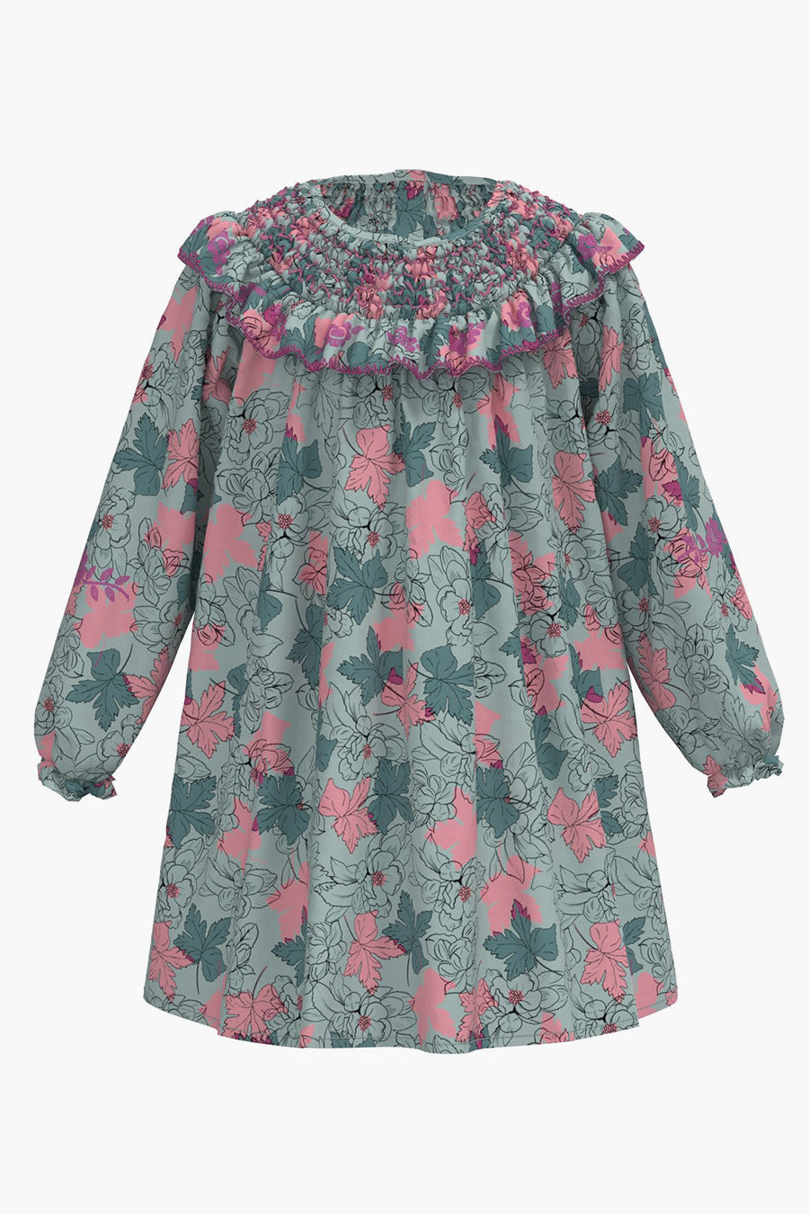 Girls Floral Smocked Collar Dress for Kids - Perfect for Birthday Parties, Easter & Summer Outfits