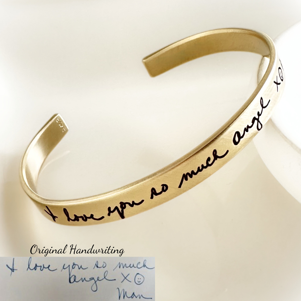 Custom Engraved Gold Brass Cuff Bracelet - 1/4