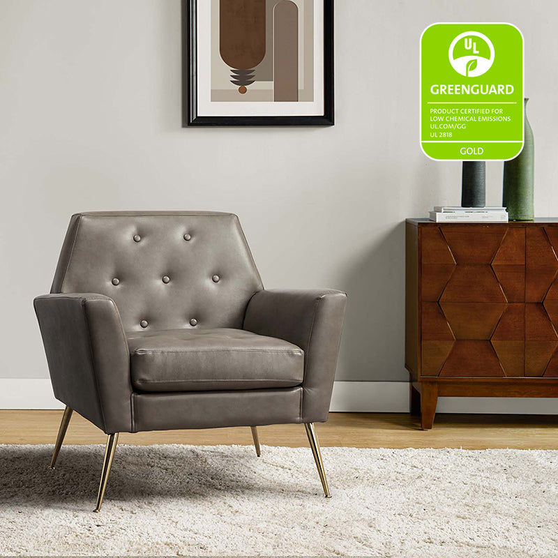 Raelynn Vegan Leather Armchair - Modern PU Leather Lounge Chair for Living Room, Office & Bedroom - Eco-Friendly Faux Leather Accent Chair for Home Decor