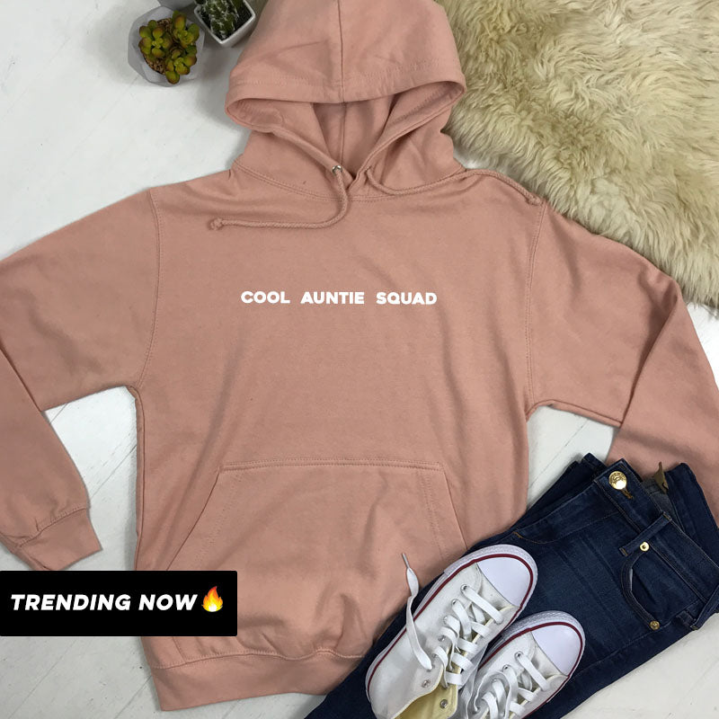 Cool Auntie Squad Basic Hoodie (MRK X) - Soft Cotton Pullover for Women - Perfect for Casual Wear, Lounging & Street Style Fashion