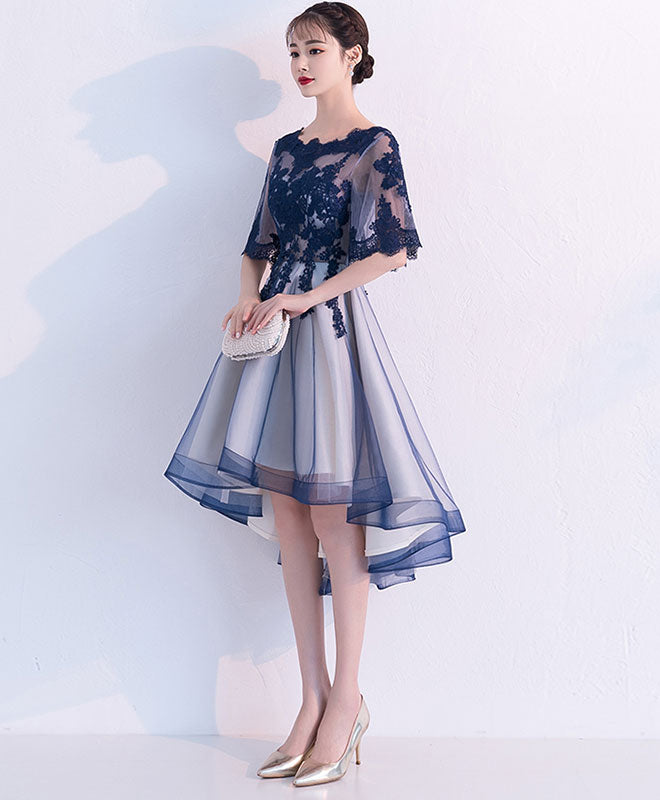 Elegant Blue Lace Tulle Short Prom Dress | Homecoming Party Gown | Perfect for Dances, Weddings & Special Occasions