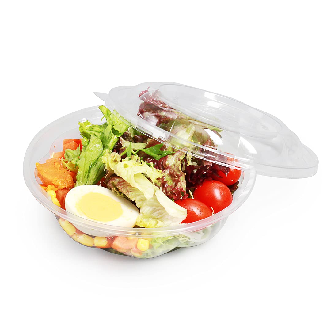 Restaurantware Thermo Tek 24oz Disposable Salad Bowls - 500 Pack Round Deli Containers | Crack & Leak Resistant, Sustainable Clear Plastic Food Storage Bowls for Cold Foods (Lids Sold Separately) | Perfect for Restaurants, Catering, Meal Prep & Takeout