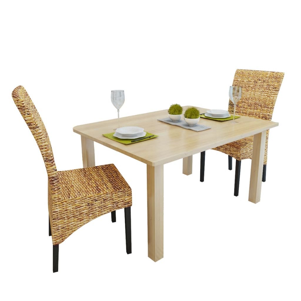 Premium Rattan Dining Chairs Set of 2 - Natural Abaca Brown Kitchen Chairs for Indoor/Outdoor Use - Perfect for Patio, Dining Room, and Breakfast Nook