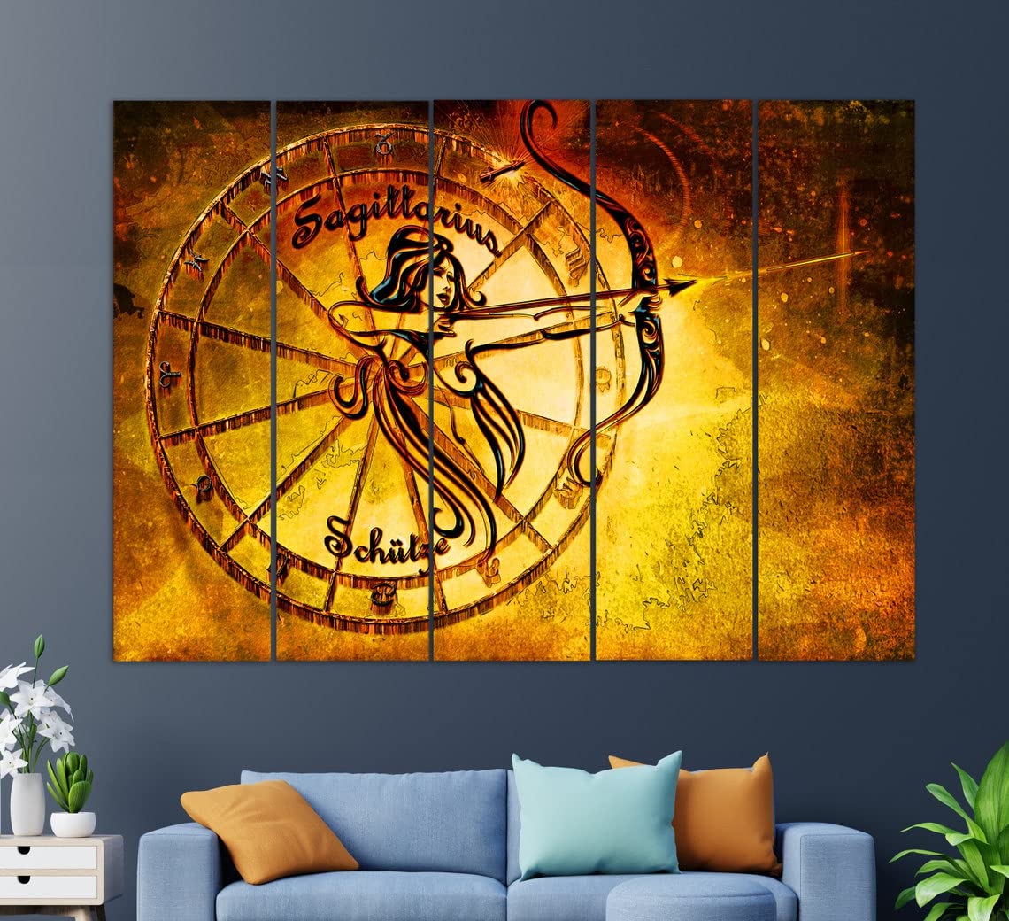 Sagittarius Zodiac Sign Canvas Wall Art - Handmade Astrology Print for Home Decor, Perfect Sagittarius Birthday Gift & Unique Wall Decor for Bedroom, Living Room, Office