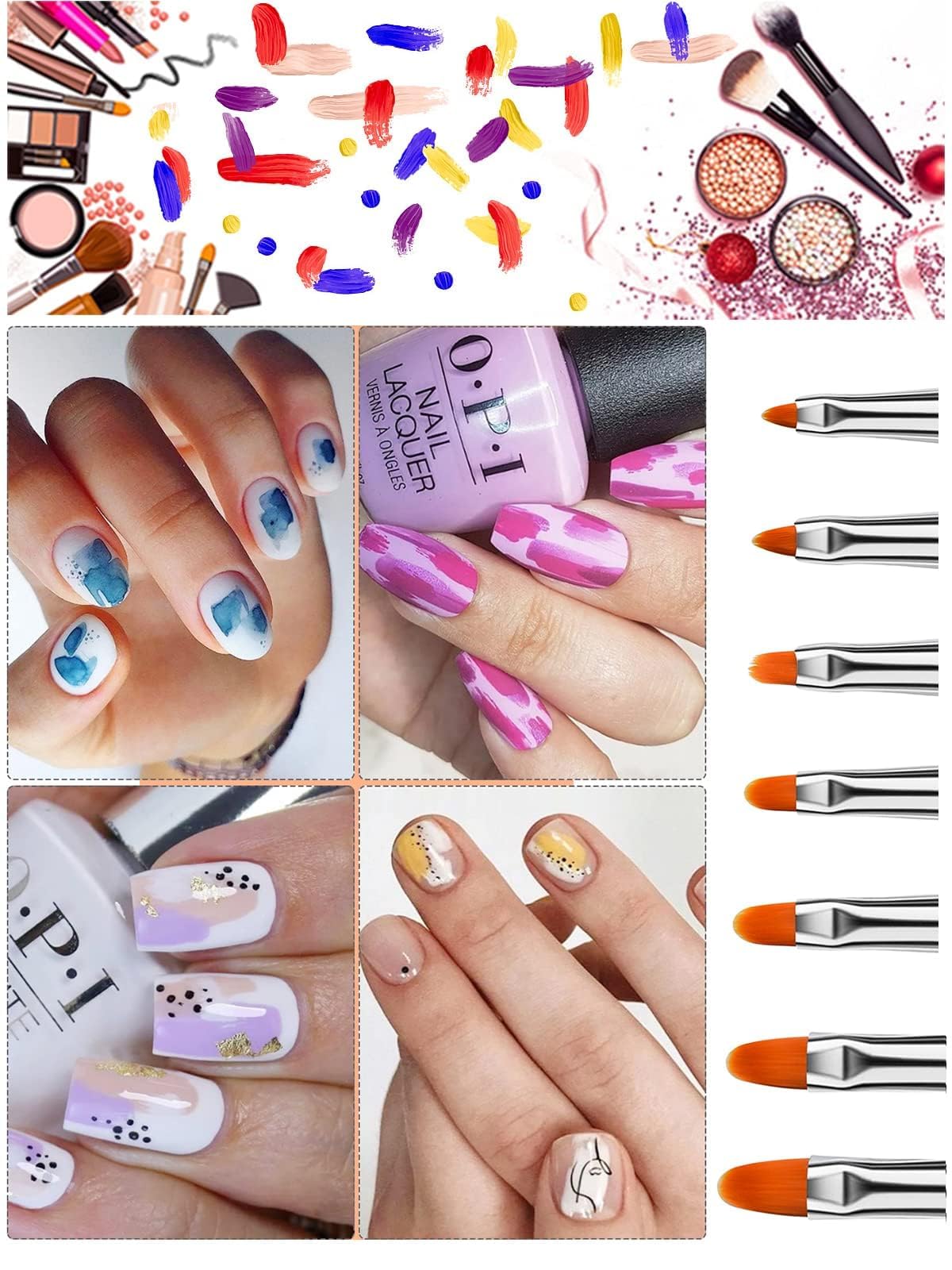 EBANKU 33pcs Acrylic Nail Brush Set - Professional UV Gel Nail Art Brushes Kit with Builder Brush, 3D Dotting Tools & Liner Painting Pens - Perfect for Nail Salon & Home DIY Manicure - Great for Nail Extensions, Gel Polish & Creative Nail Art Designs