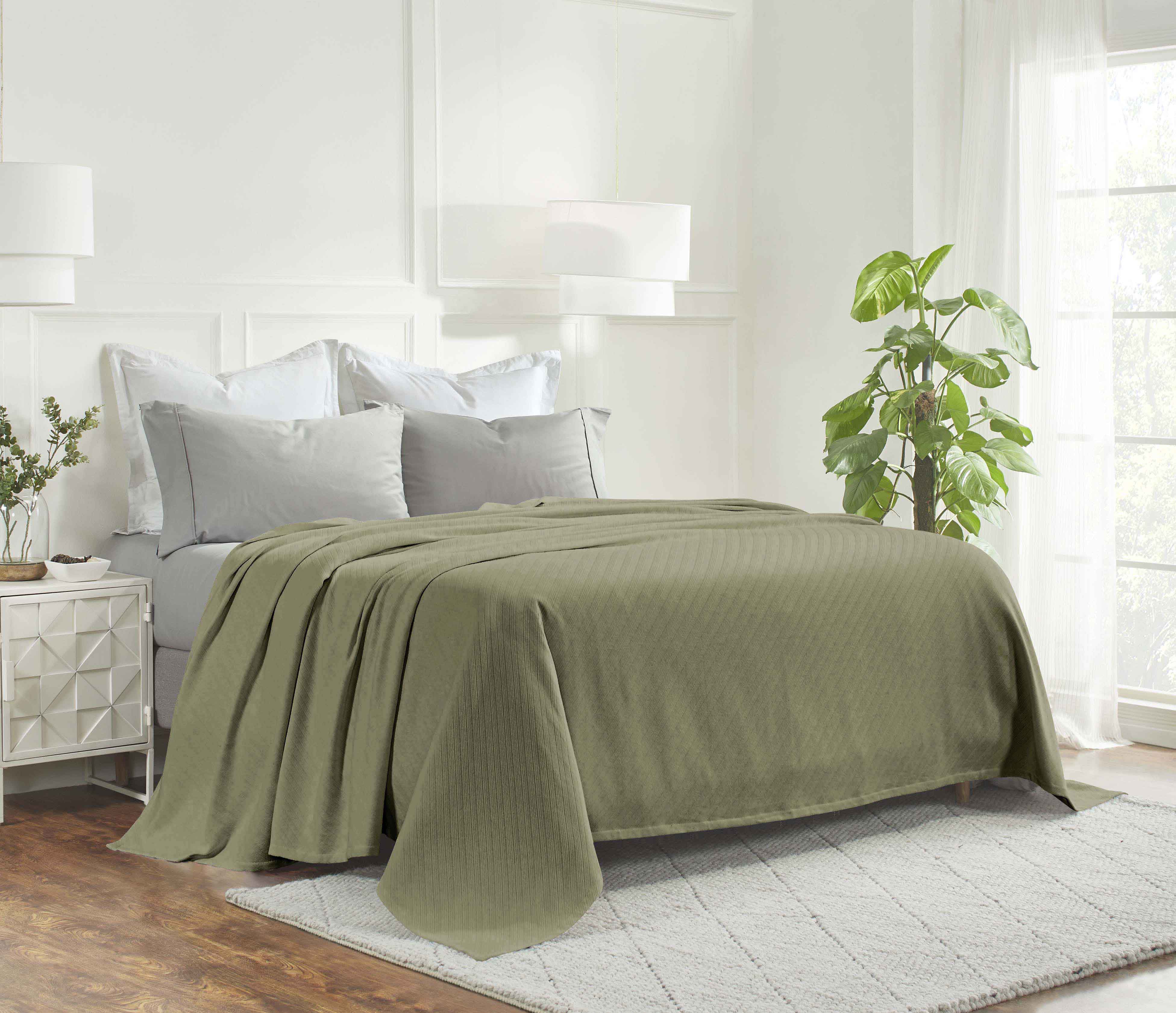 Premium Milan Cotton Textured Striped Lightweight Woven Blanket - Soft & Breathable Throw for Sofa, Bed, Picnic & Outdoor Use