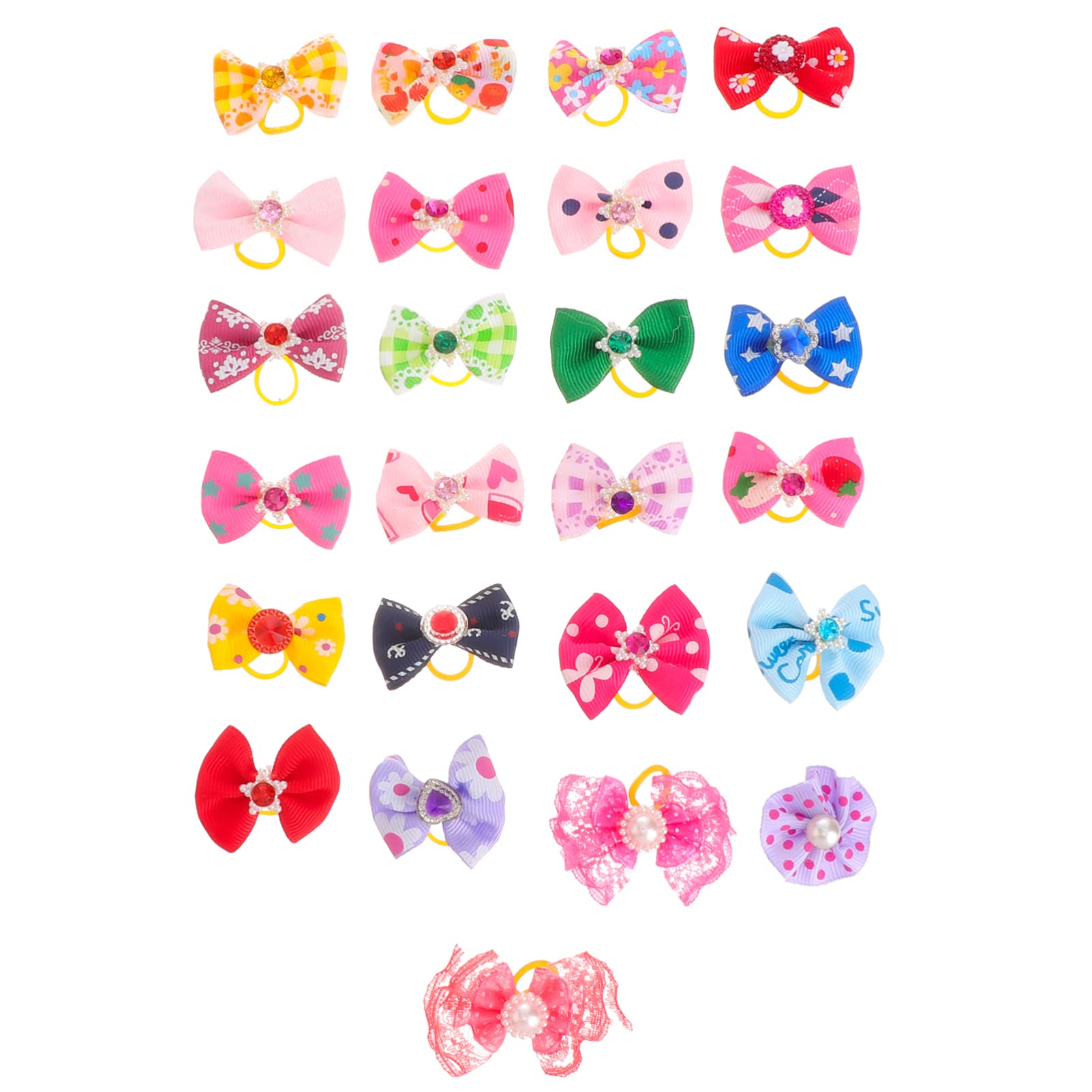 VILLCASE Pet Hair Bands - 50PCS Colorful Elastic Dog Hair Accessories with Bowknots for Grooming & Styling - Perfect for Pet Parties, Photo Shoots & Daily Fashion