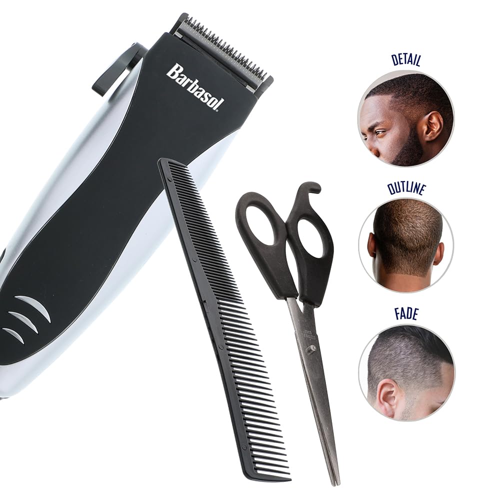 Professional Hair Clipper Kit with Stainless Steel Blades - 4 Combs & Travel Bag for Home & Salon Use