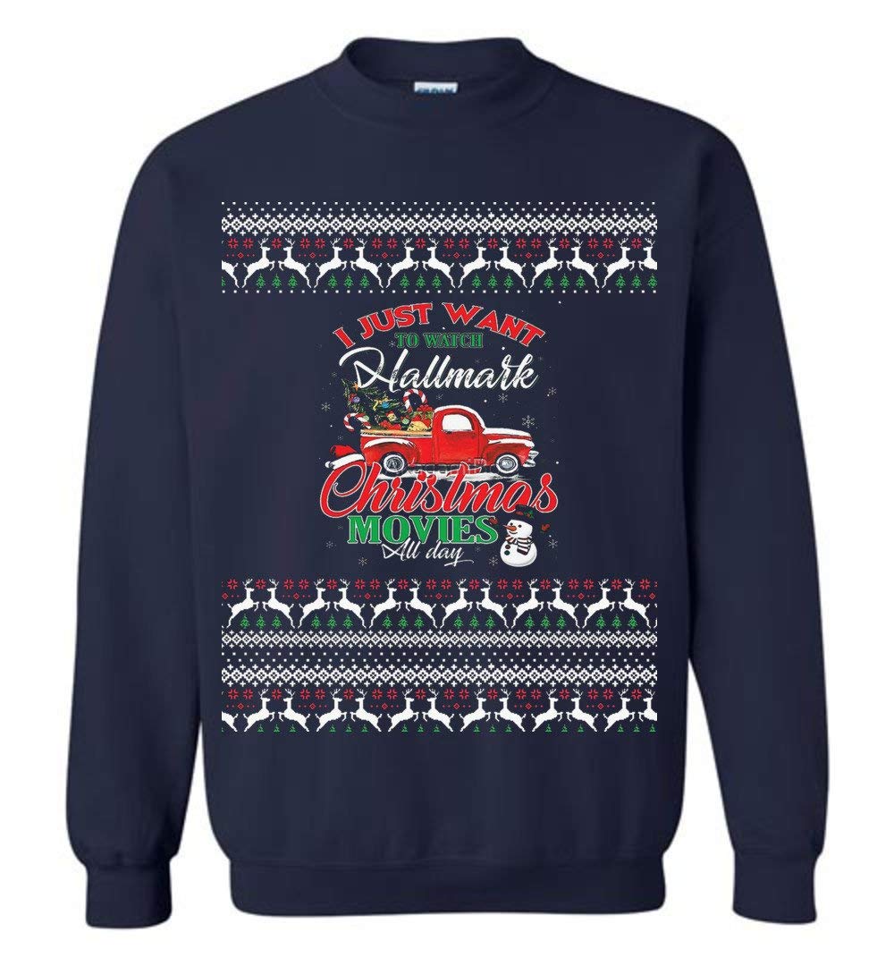Hallmark Christmas Movies All Day Sweatshirt - Cozy Holiday Pullover for Women & Men - Perfect for Christmas Movie Nights & Winter Relaxation