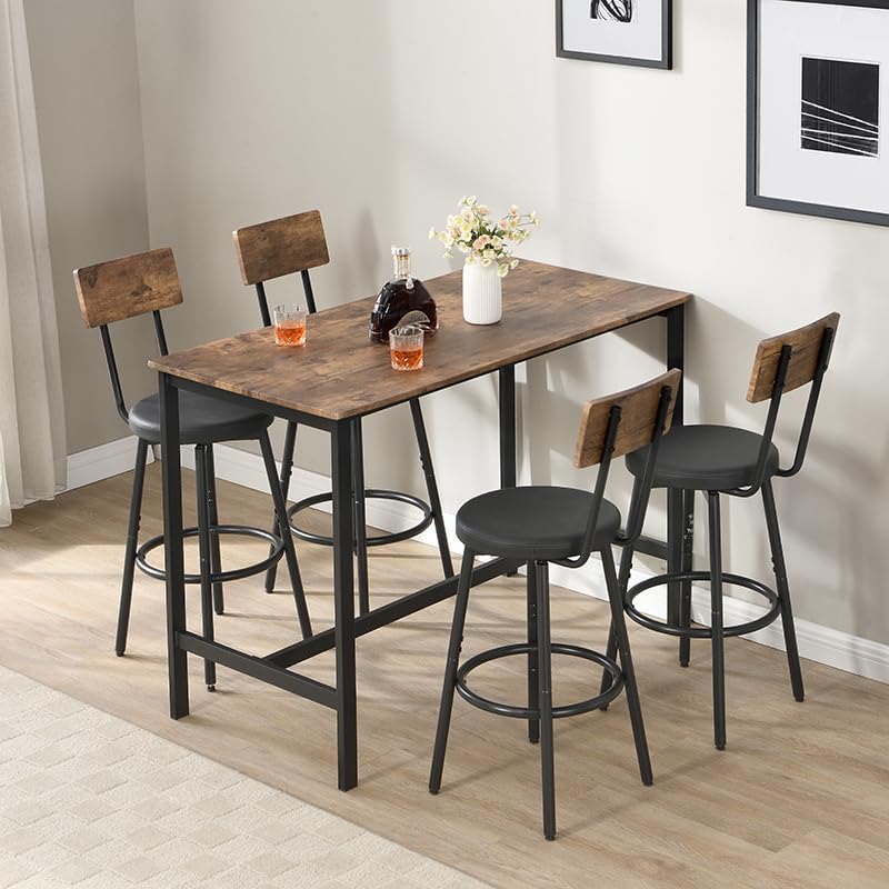 Industrial Bar Table and Stools Set of 4 - 42