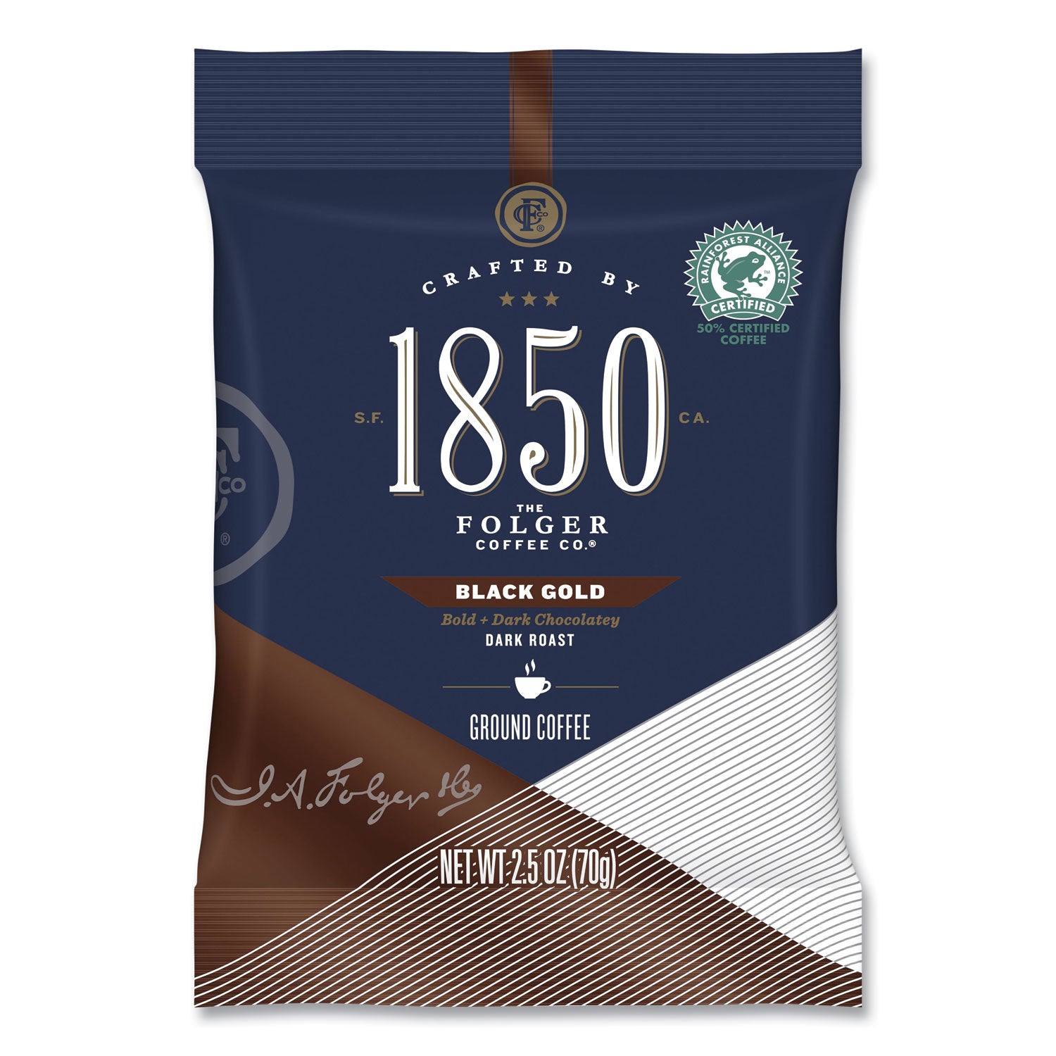 Premium 1850 Coffee Fraction Packs - Black Gold Dark Roast (2.5 Oz, 24 Packs/Carton) | Rich & Bold Flavor for Office, Camping & Home Brewing