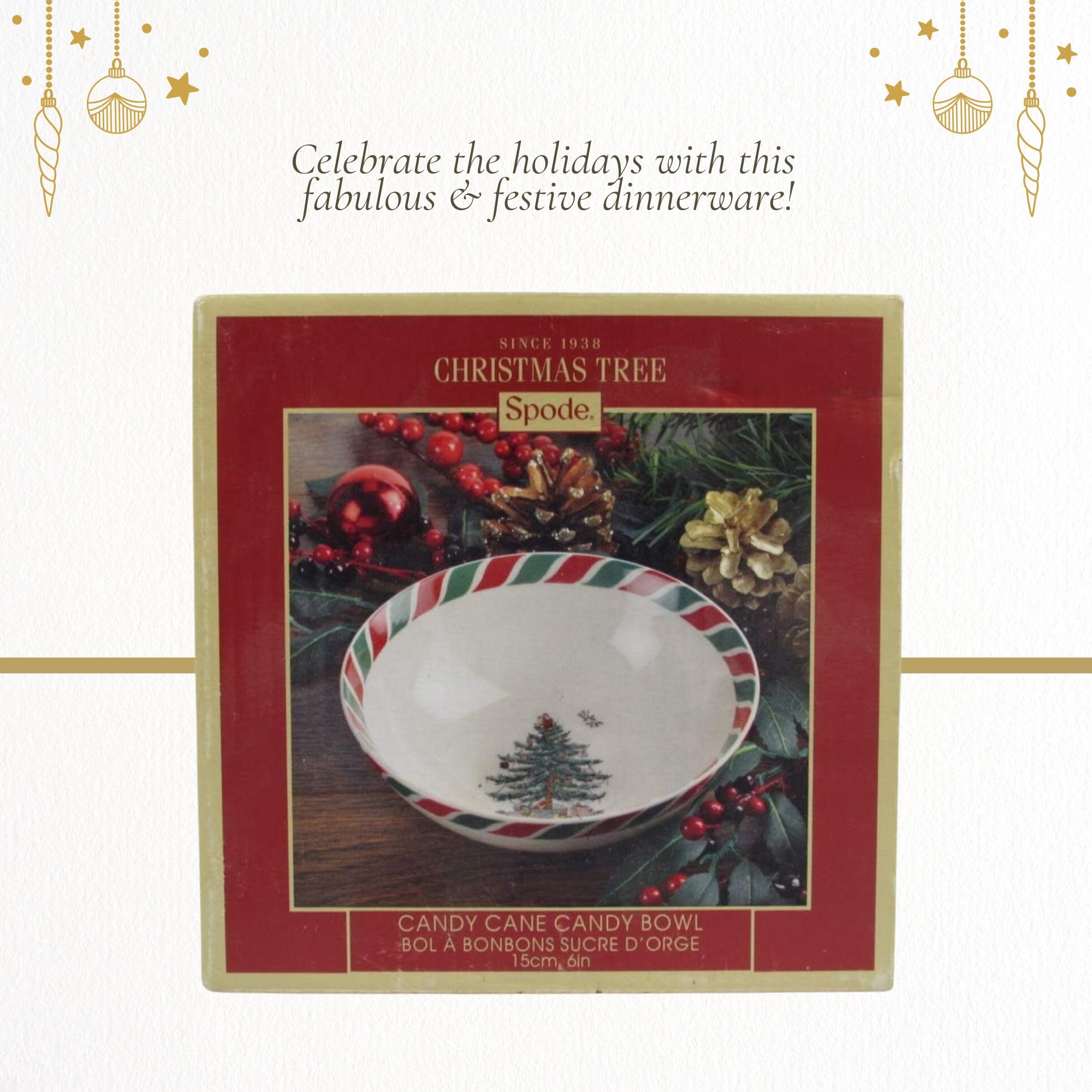 Spode Christmas Tree Candy Cane Candy Bowl - 6