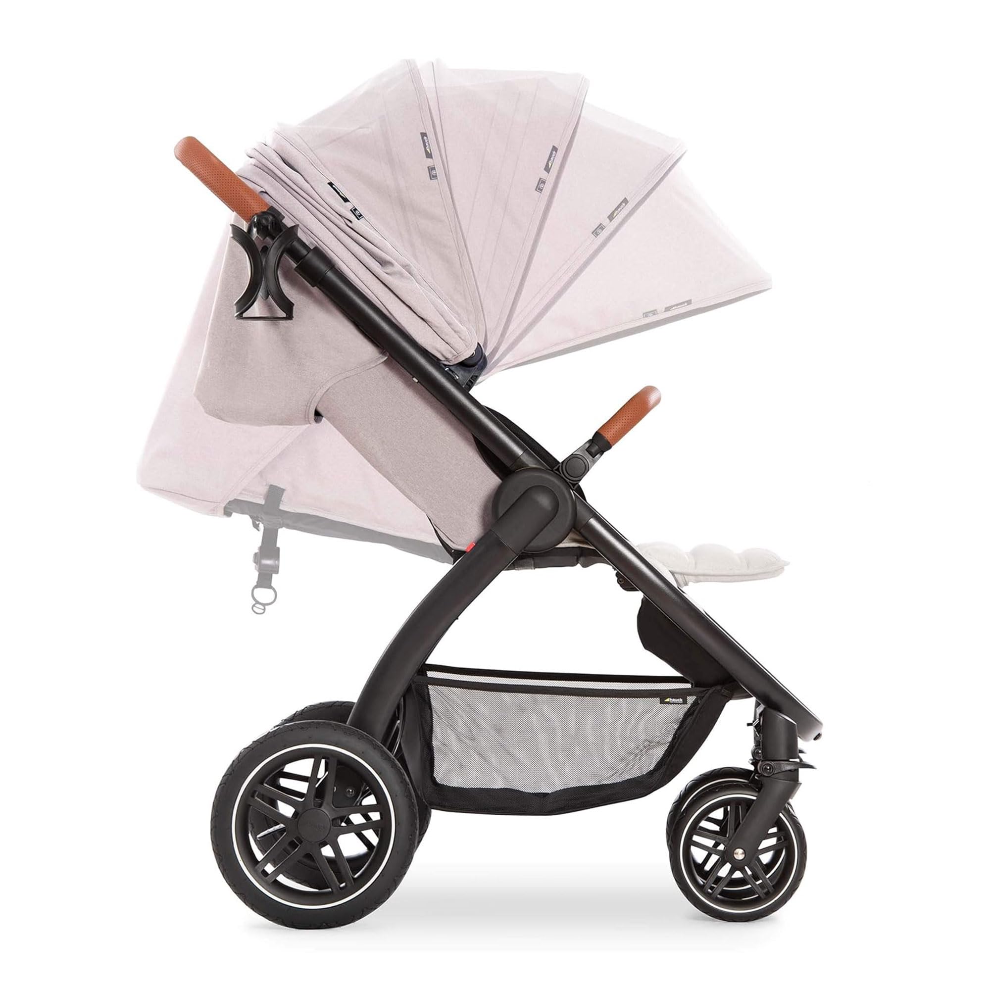 Hauck Uptown Deluxe Stroller - Lightweight Compact Foldable Baby Stroller with One-Hand Fold, Adjustable Reclining Seat & Handle, Cup Holder, Supports Up to 55 lbs - Perfect for Travel, Shopping & Daily Walks (Melange Beige)