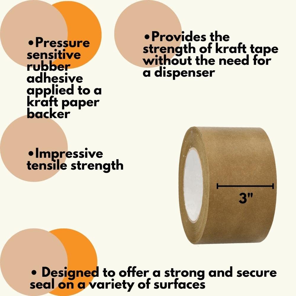 PSBM 3 Inch x 60 Yards Kraft Brown Self Adhesive Flatback Packaging Tape - 16 Pack for Shipping Boxes, Moving Supplies & Ecommerce Packaging