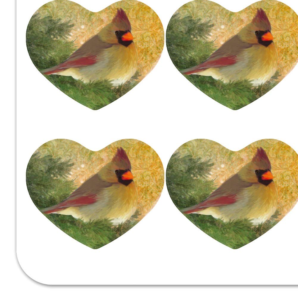 Christmas Holiday Cardinal Bird Heart Shaped Planner Stickers - Scrapbook & Calendar Decorative Stickers for DIY Crafts, Journaling, and Gift Wrapping
