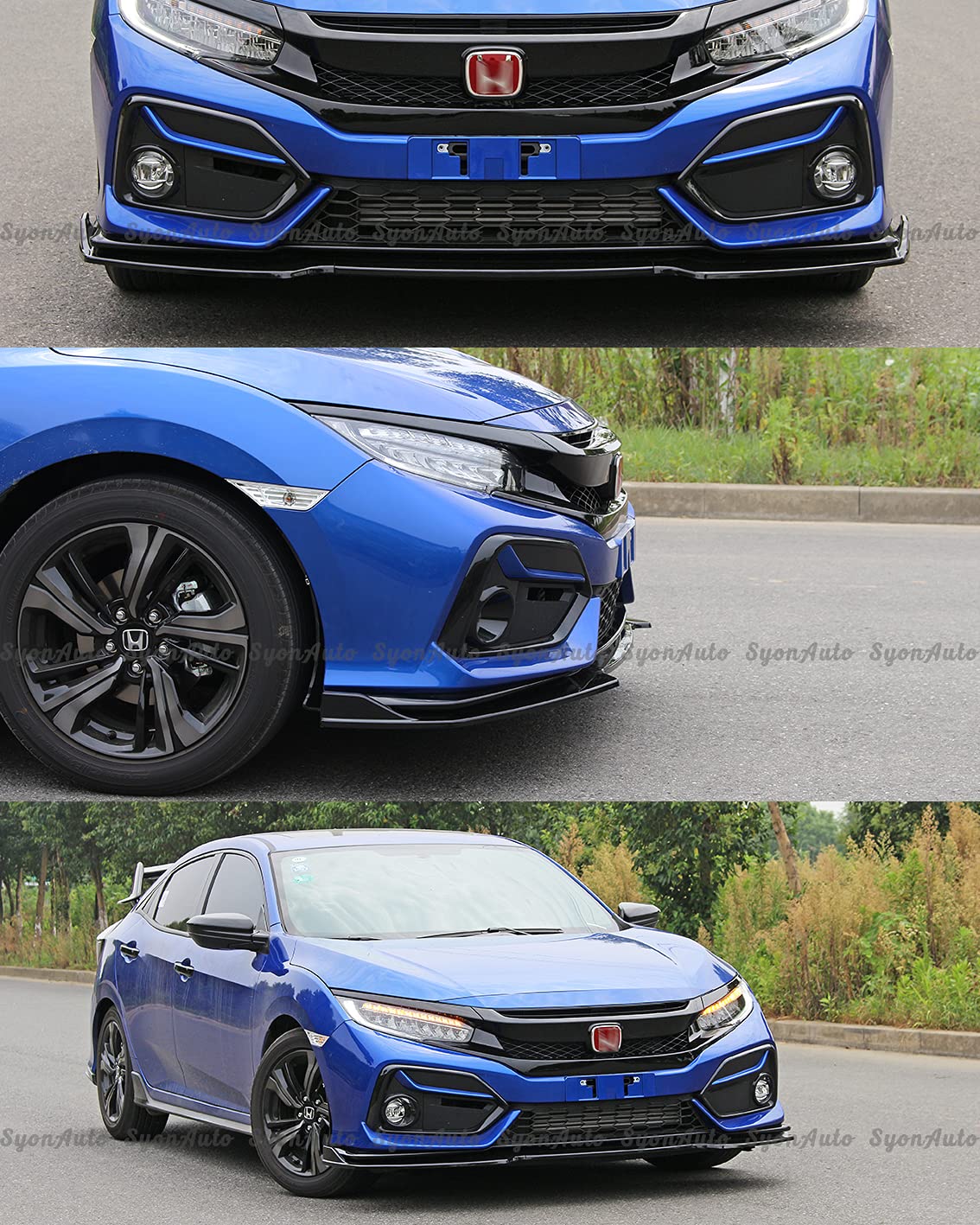 2016-2021 Honda Civic Hatchback & Si JDM Gloss Black Front Bumper Lip Splitter - Aerodynamic Body Kit for Street Racing & Car Customization - Perfect for Performance Upgrades & Show Car Appearance