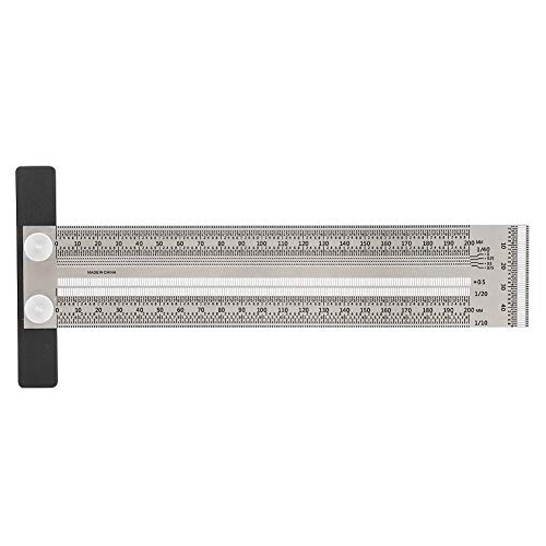 High-Precision 8 Inch T-Rule Scale Ruler for Woodworking, Metalworking & DIY Projects - Perfect for Scribing, Marking & Measuring (Wood, Metal, Plastic)