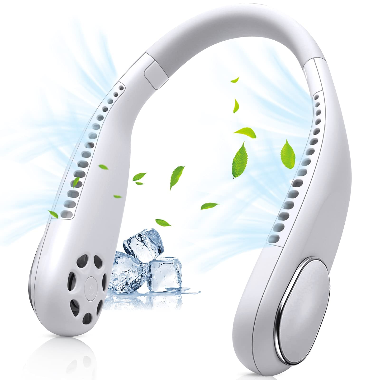 Portable Neck Fan with Rechargeable Battery - 360° Cooling Coverage, Lightweight Bladeless Hands-Free Personal Fan, 3 Speed Settings - Perfect for Outdoor, Travel, Gym & Office Use