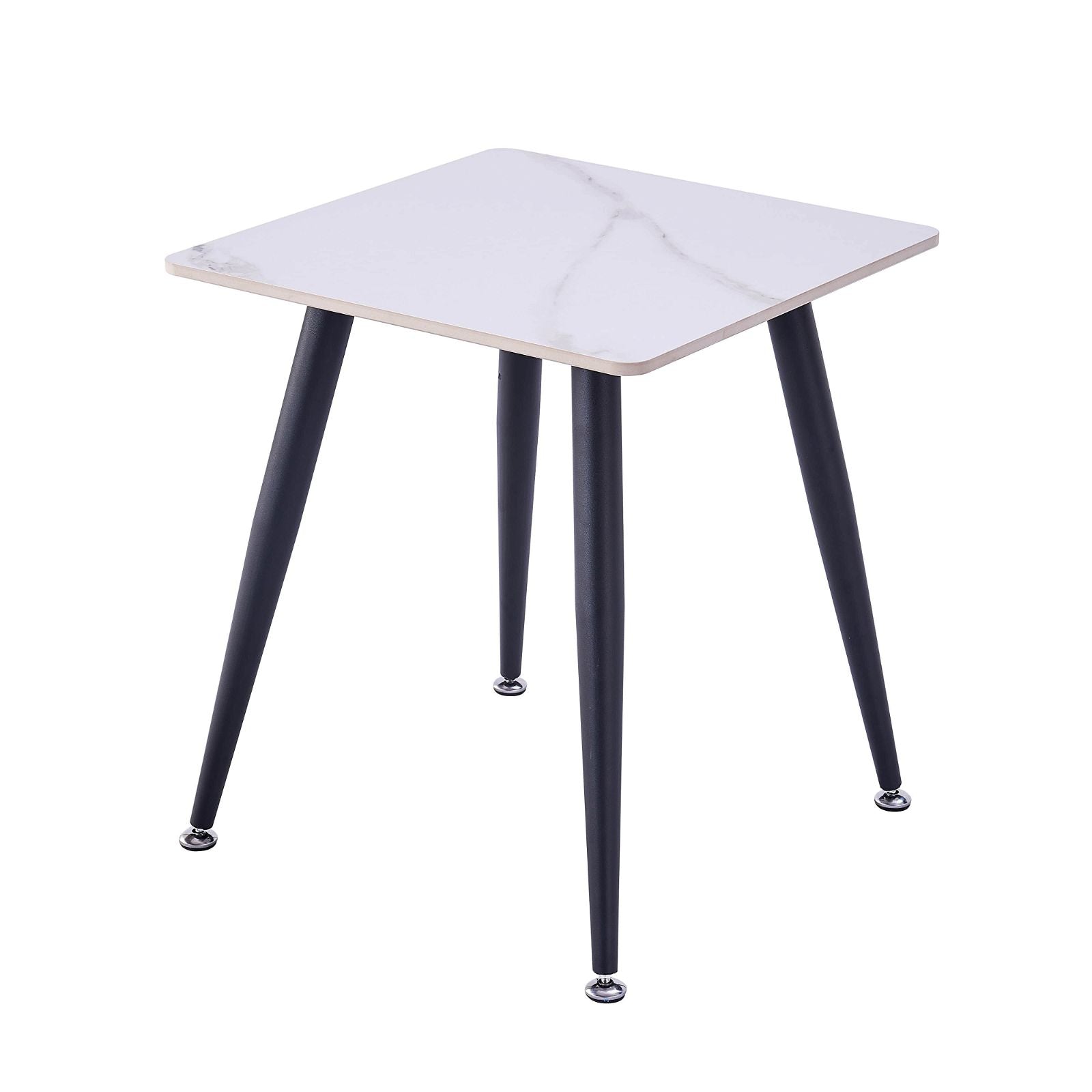 Criterion™ White Sintered Stone End Table with Sturdy Metal Legs - Modern Side Table for Living Room, Bedroom, or Office Decor